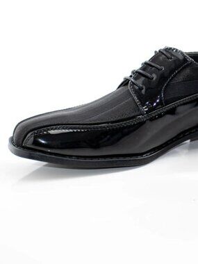 Mens Size 15M Viotti Black Striped Satin Derby Lace Formal Dress Shoe